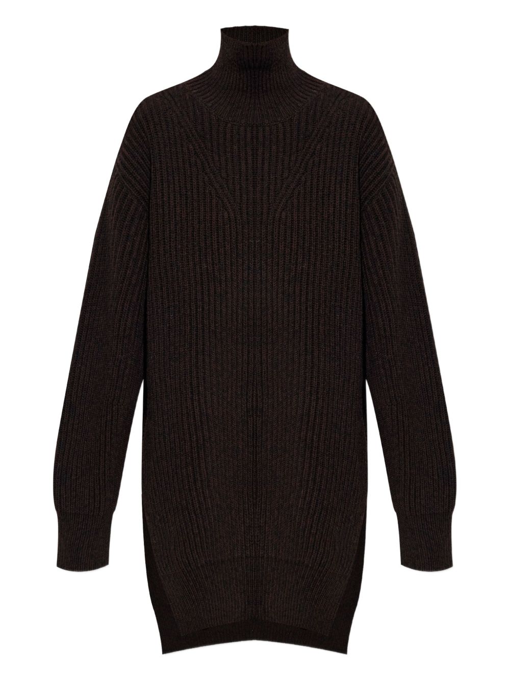 Ribbed turtleneck sweater - Brown