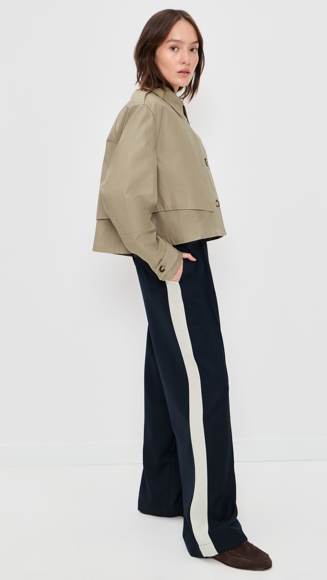 Jamie Cropped Trench Khaki