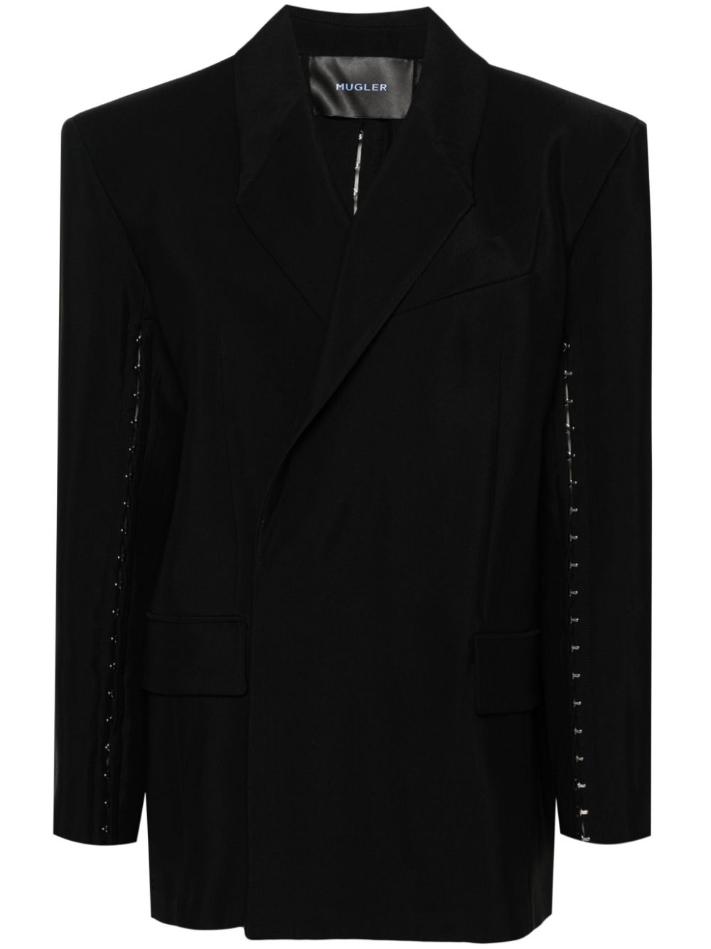 Hook-detail double-breasted blazer - Black