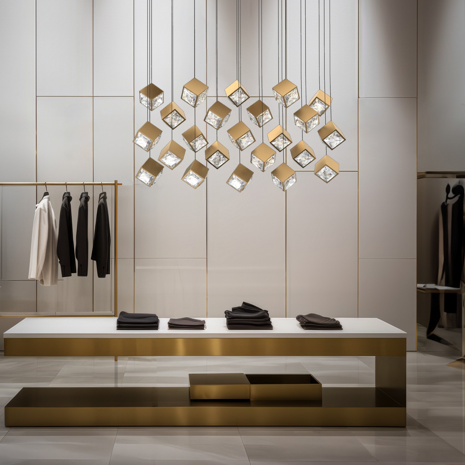 Aged Brass LED Chandelier from the Ice Cube Collection