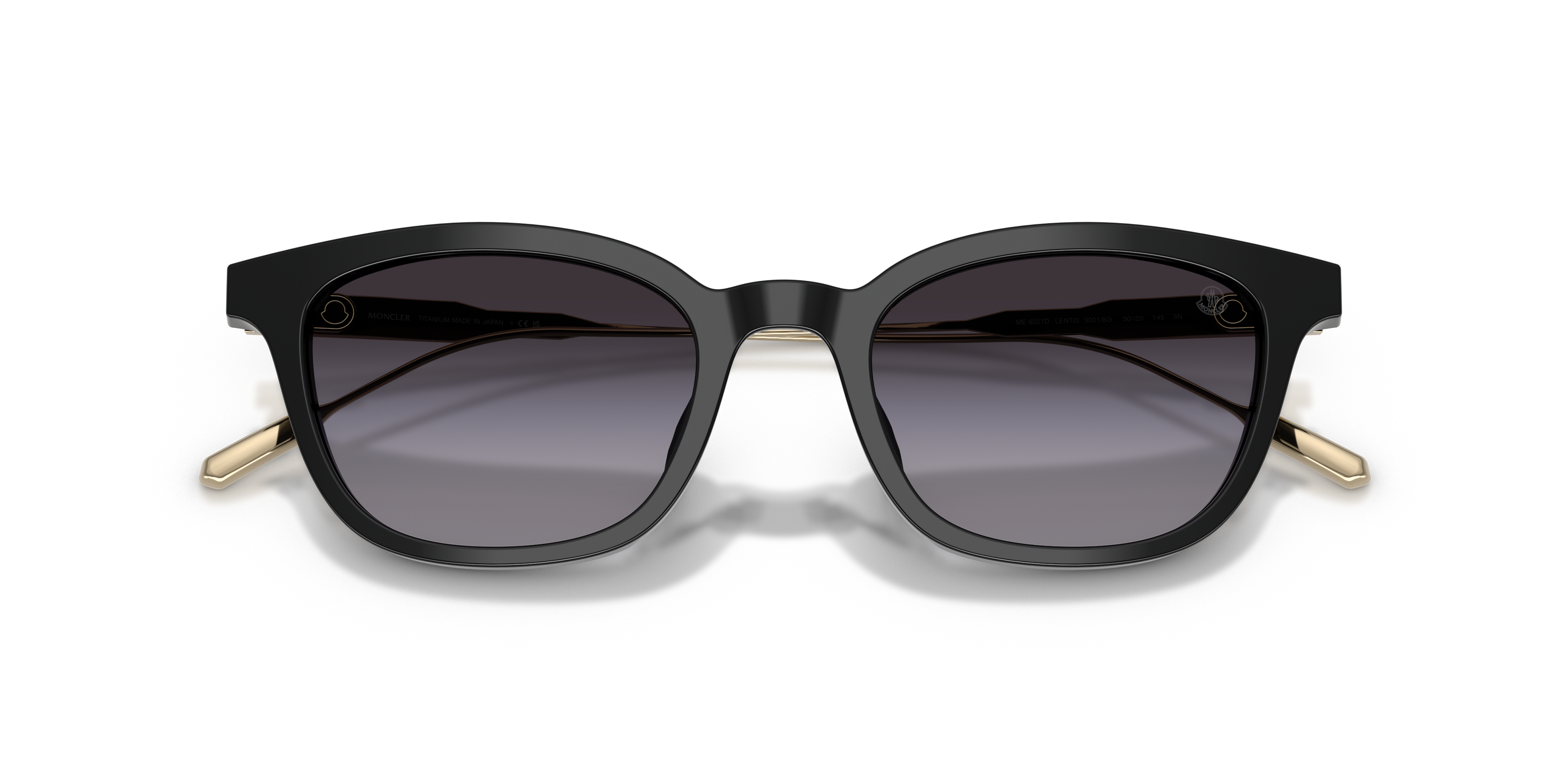 Moncler Unisex Moncler ME6027D LENTIS 30018G Gafas de sol Acetato Negro Gris Pantos Normal Matizado