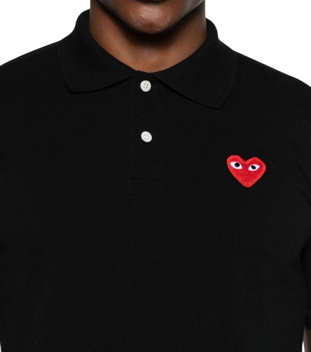 Black Logo Shirt Collar Polo