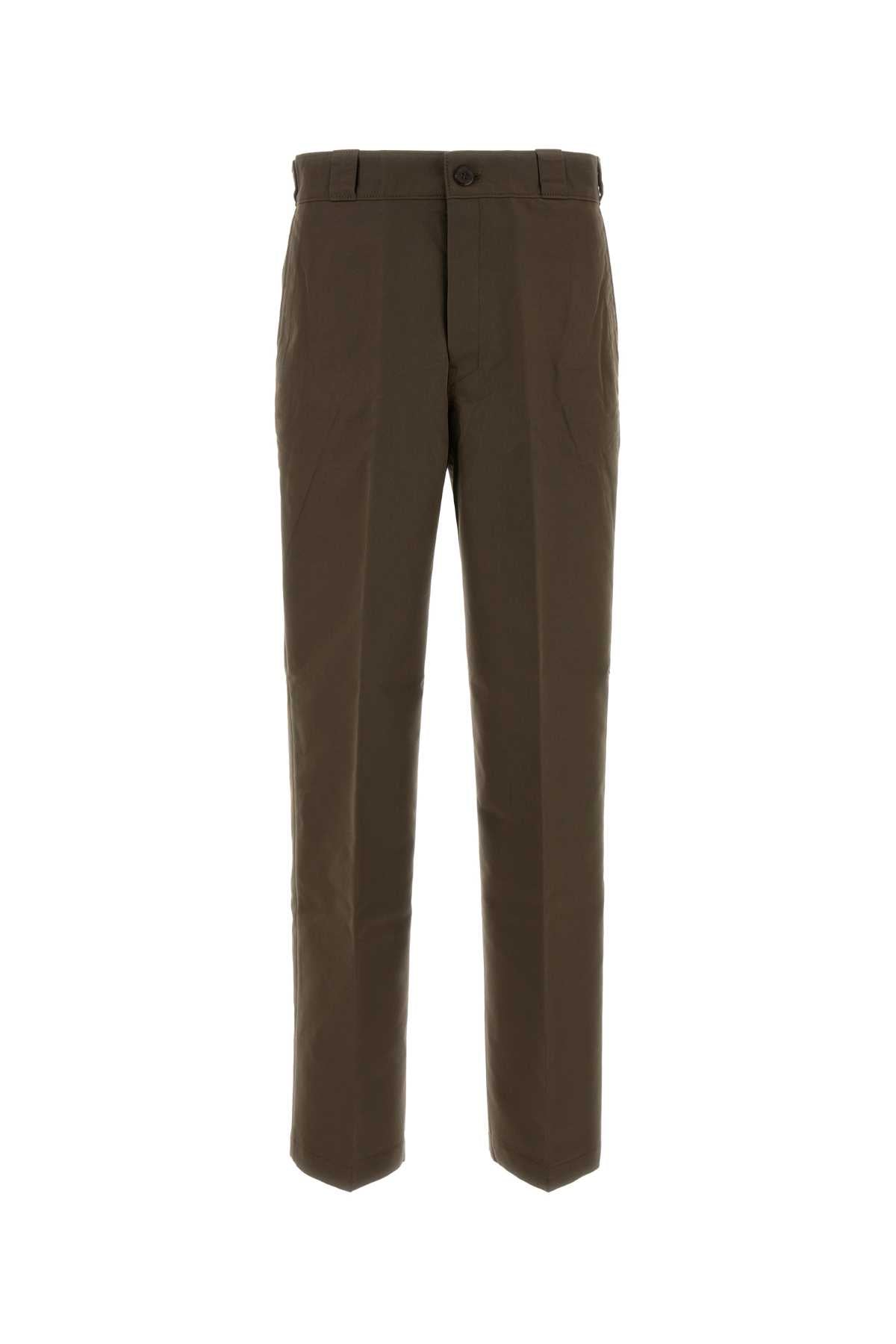 Cotton-Nylon Canvas Trousers — Brown