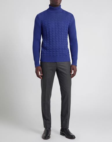 Man Turtleneck Blue Size L Merino Wool, Acrylic