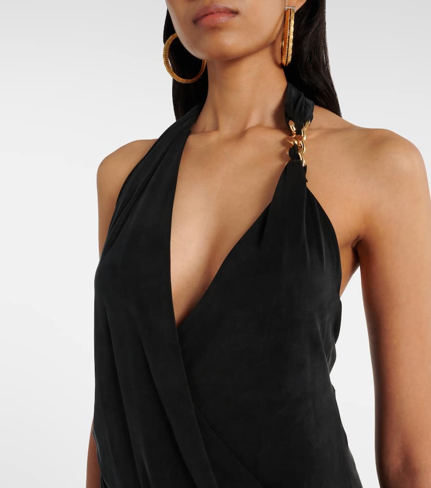 Draped halterneck jersey minidress