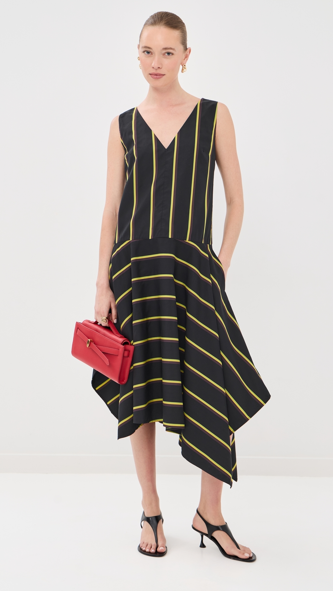Beatriz Dress in Cotton Silk Shirting Black multi