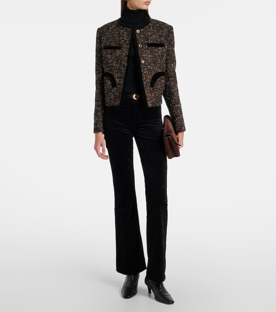 Leggy Bootcut mid-rise cotton-blend velvet bootcut pants