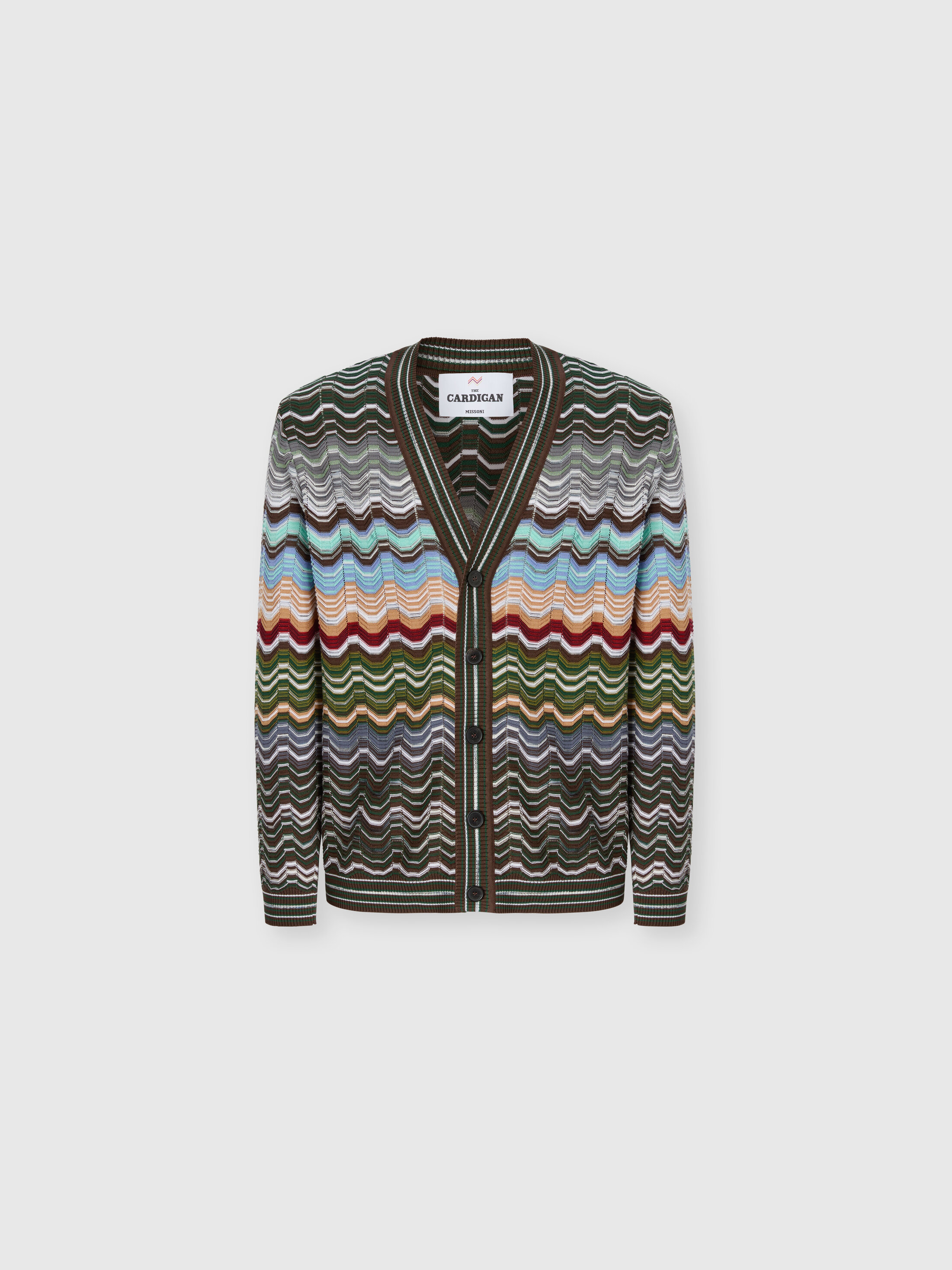 Missoni - Cotton and viscose chevron cardigan with Greek motif, Men, Multicoloured