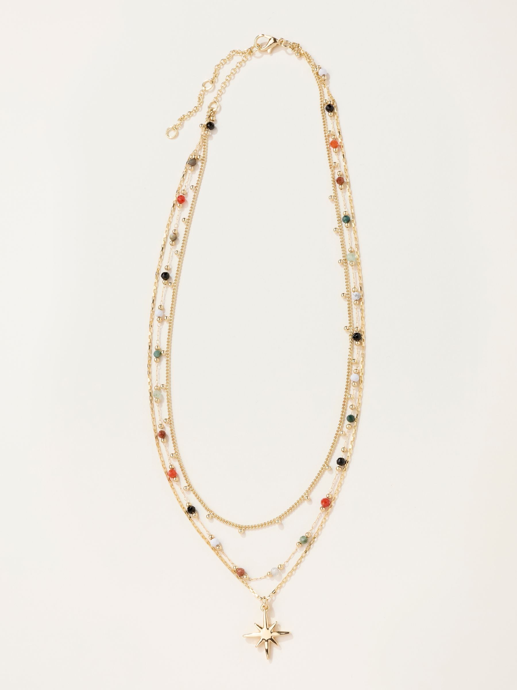 FatFace Gold Tone Layered Star Necklace