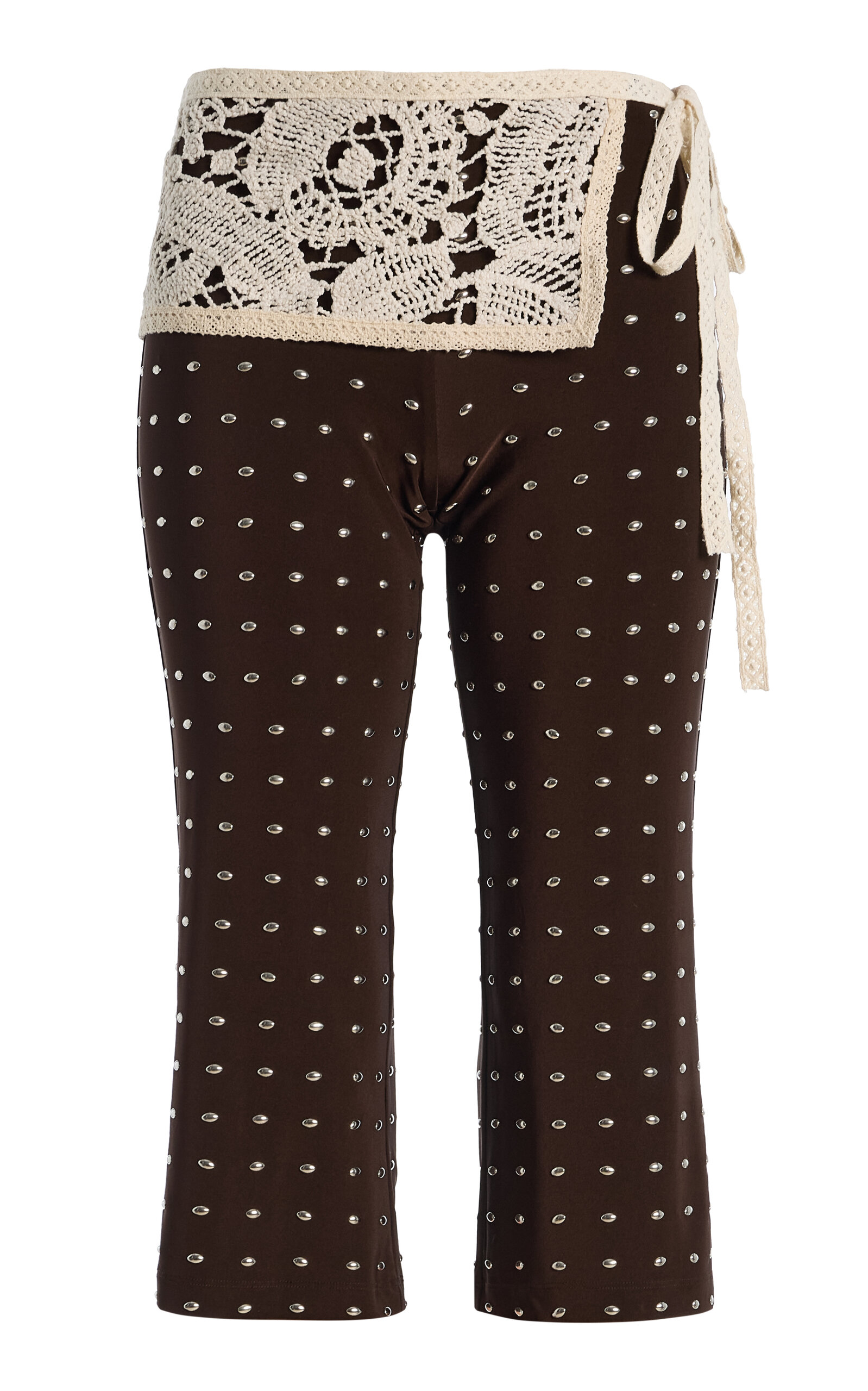 Gianna Lace-Detailed Studded Capri Pants - Moda Operandi
