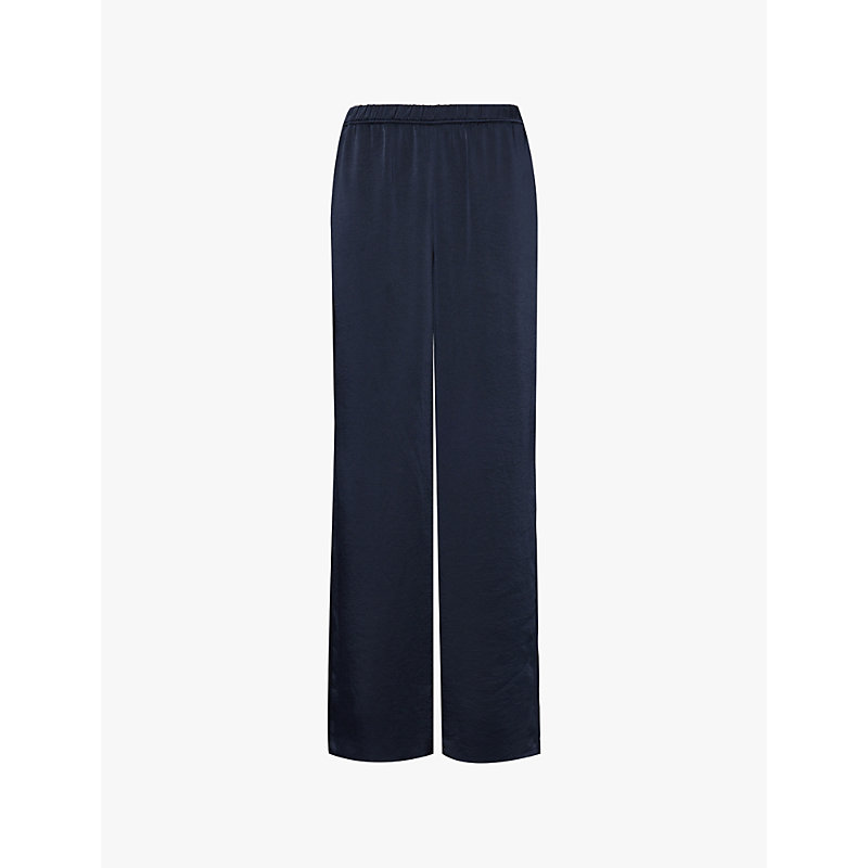 Womens Coastal Elasticated-waist Wide-leg Low-rise Woven Trousers S