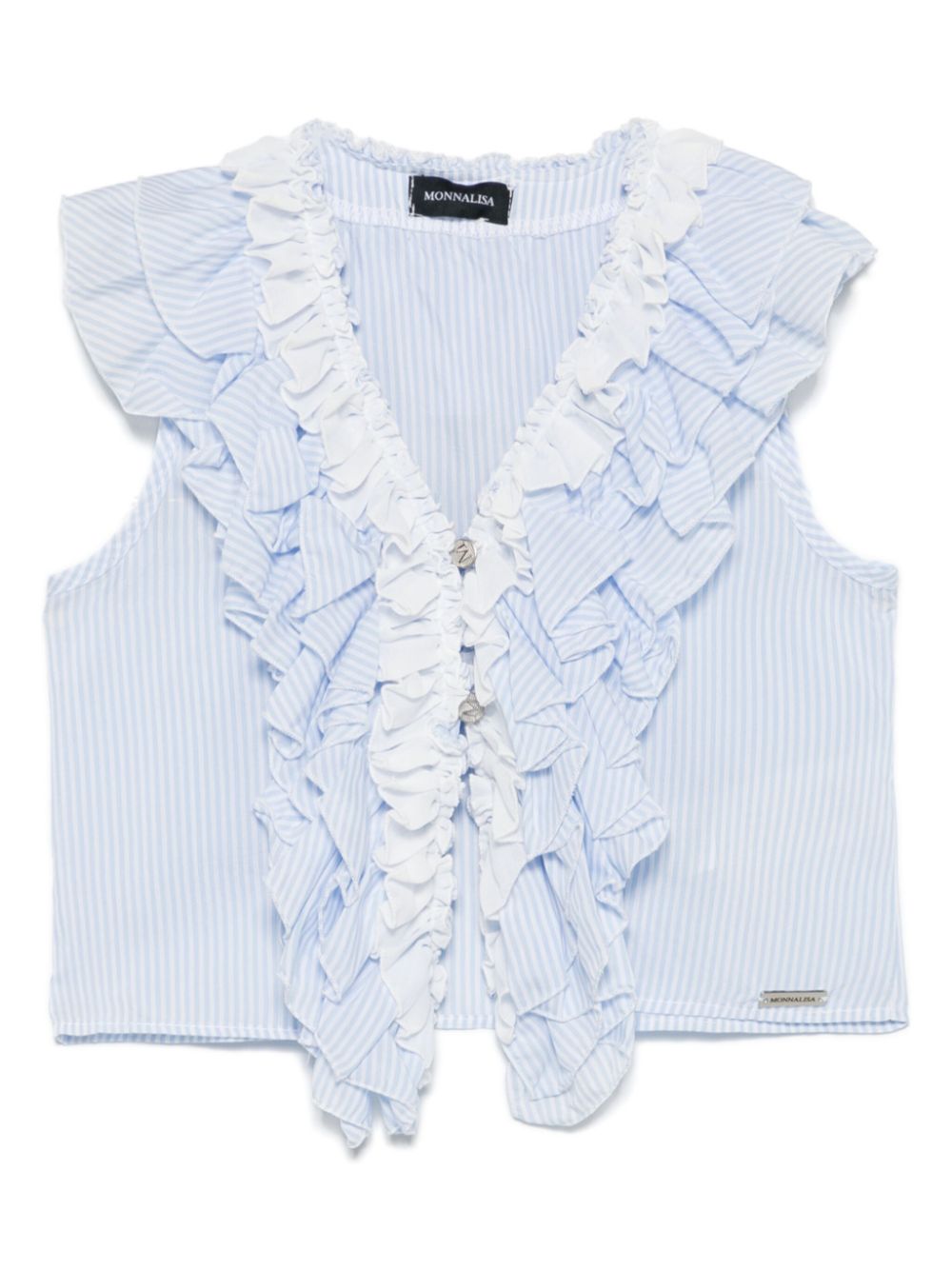 Ruffle-trim striped blouse - Blue