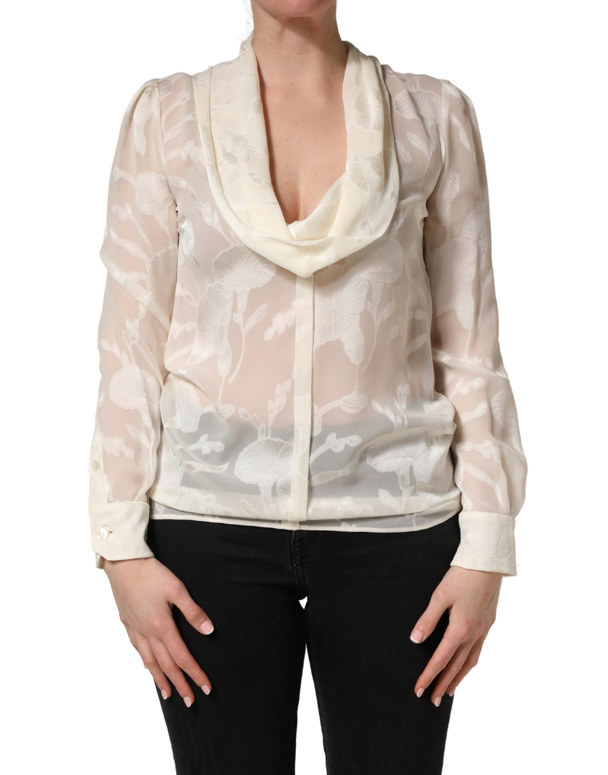 Floral Silk Blouse — White