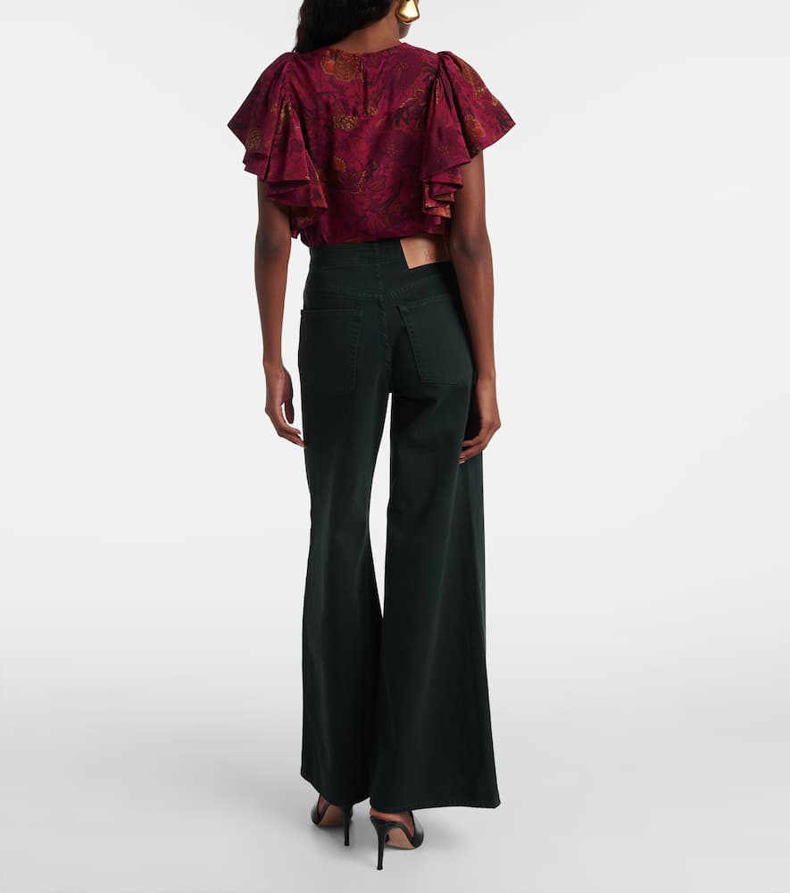 Bianca high-rise cotton wide-leg pants
