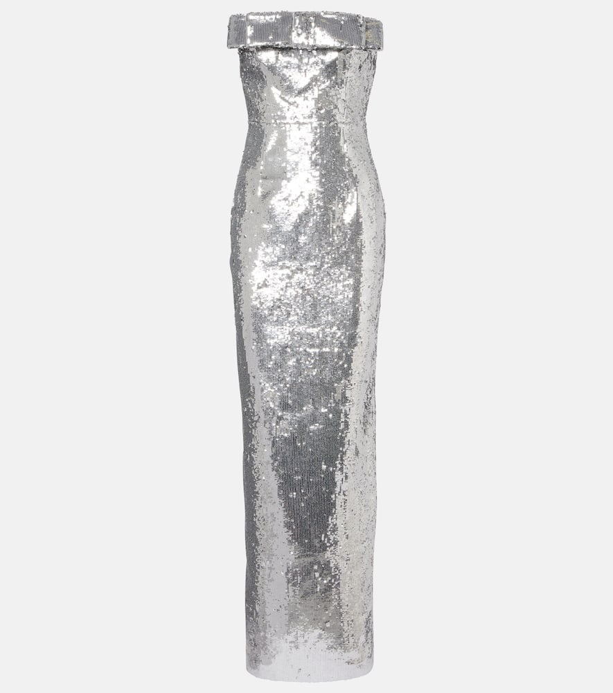 Sisu bow-detail sequined gown