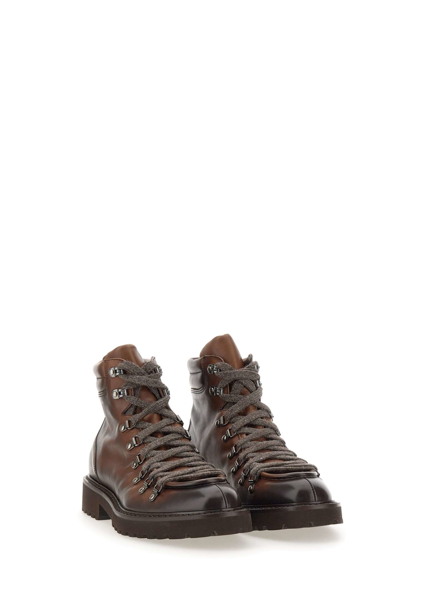 Ankle lace-up fastening boots - Brown
