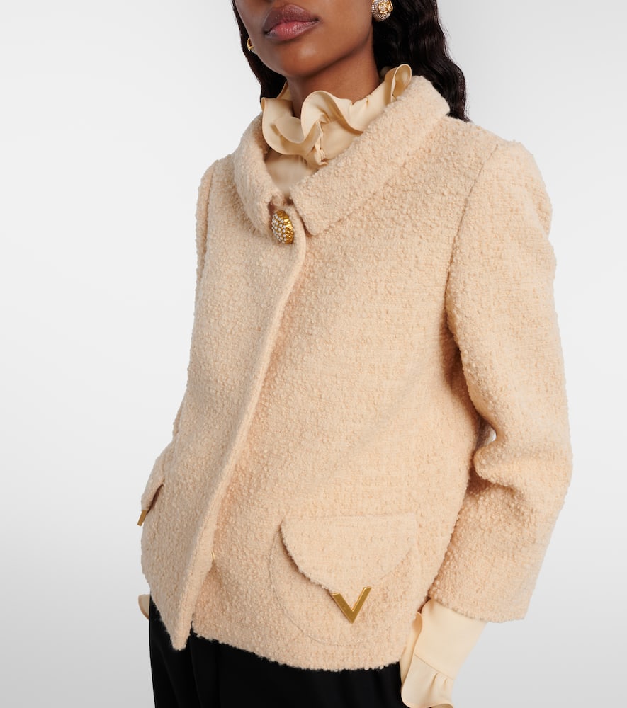 Embellished wool-blend tweed jacket