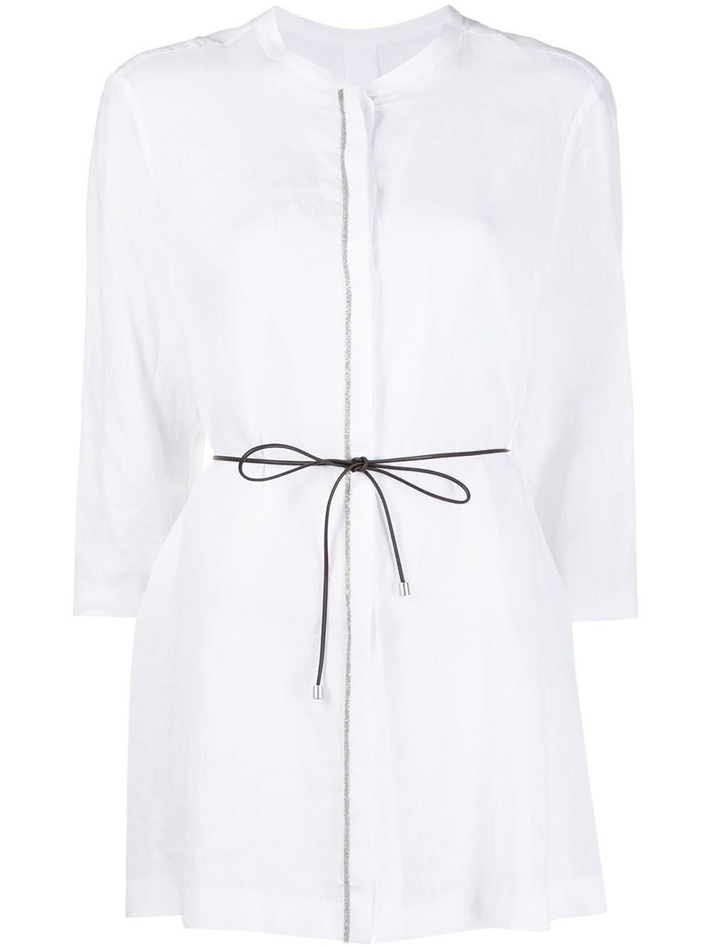 Tie-waist buttoned shirt - White