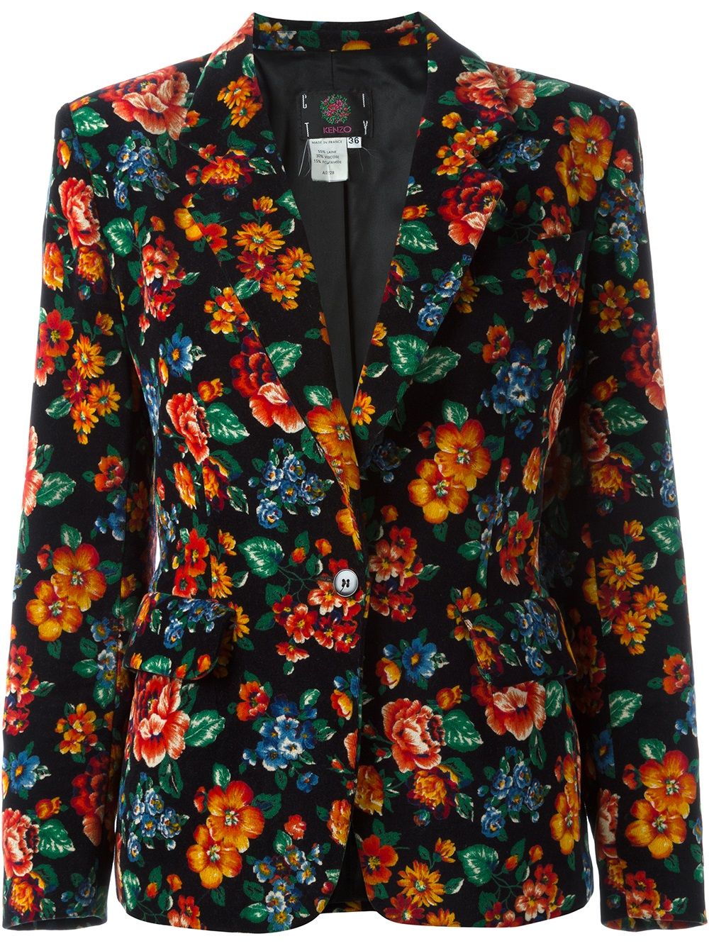 1980's floral print blazer - Black