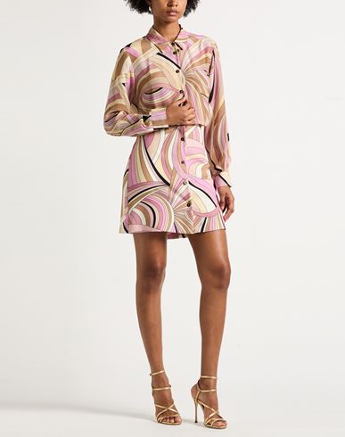 Woman Mini dress Beige Size 6 Silk, Polyester, Elastane