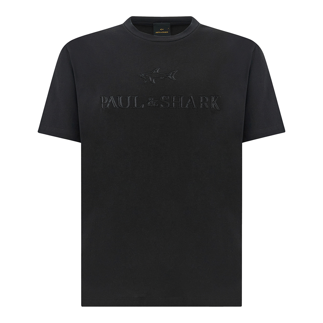 Lightweight cotton jersey T-shirt with print, Man, Black