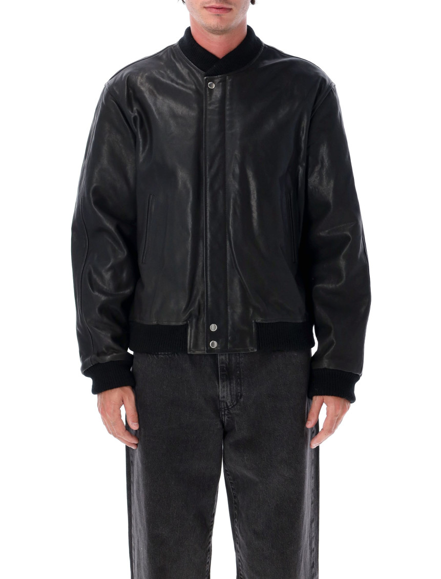 Black Leather Bomber Jacket