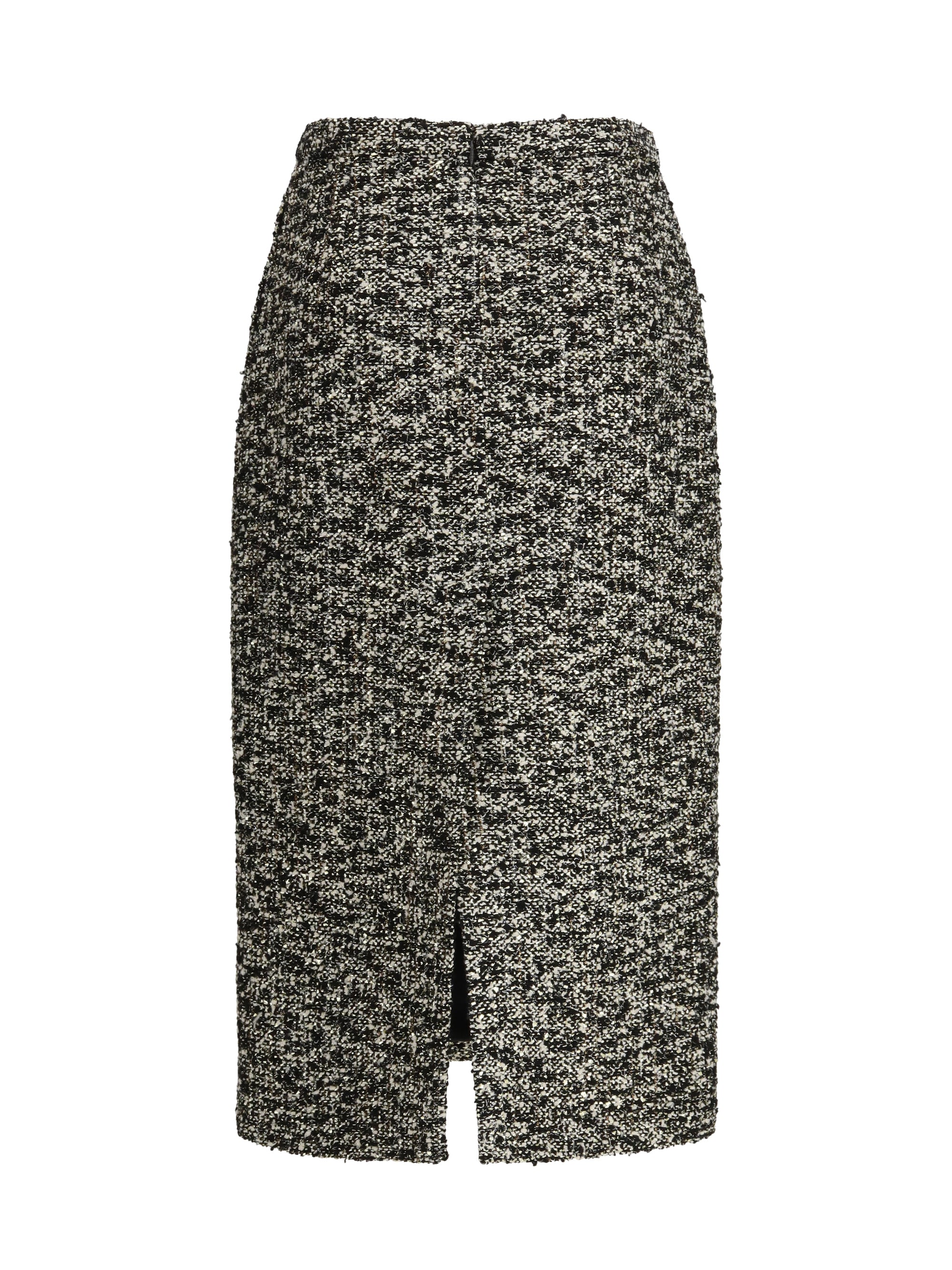 Laminated Bouclé Skirt — Black