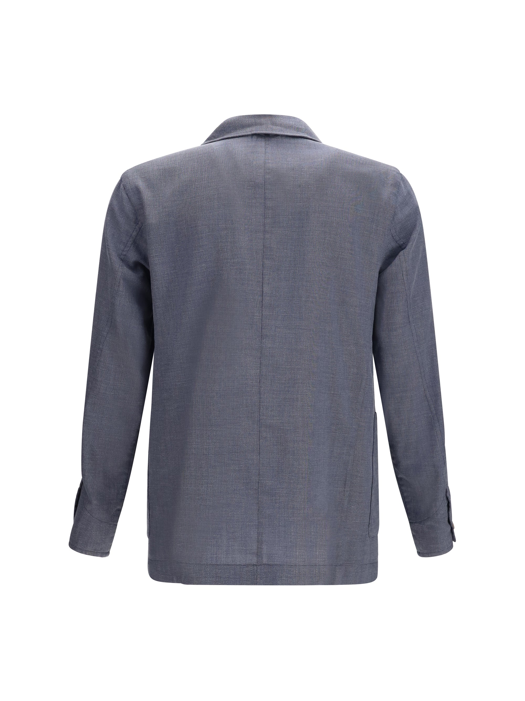 Cotton-Silk Blend Blazer — Gray