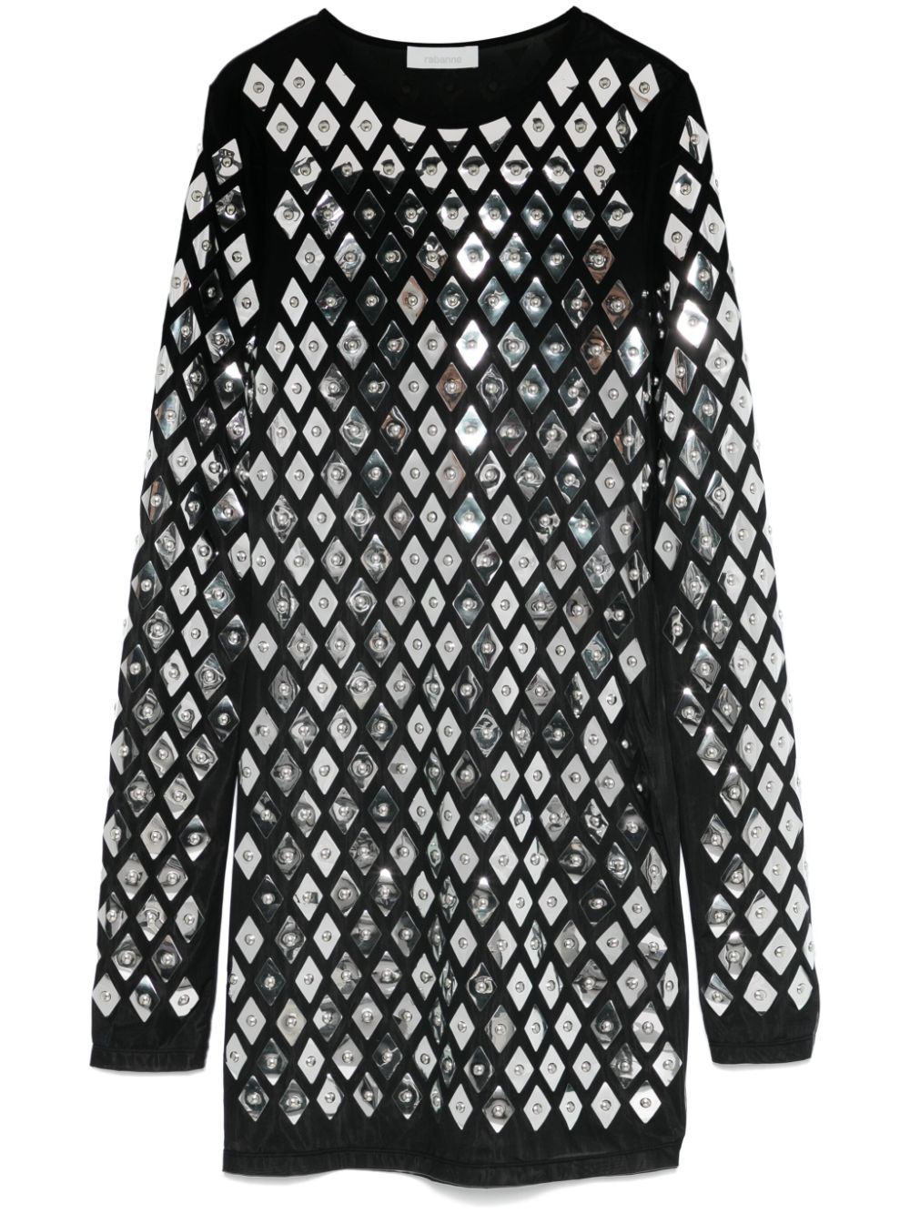 Geometric-studded mini dress - Black