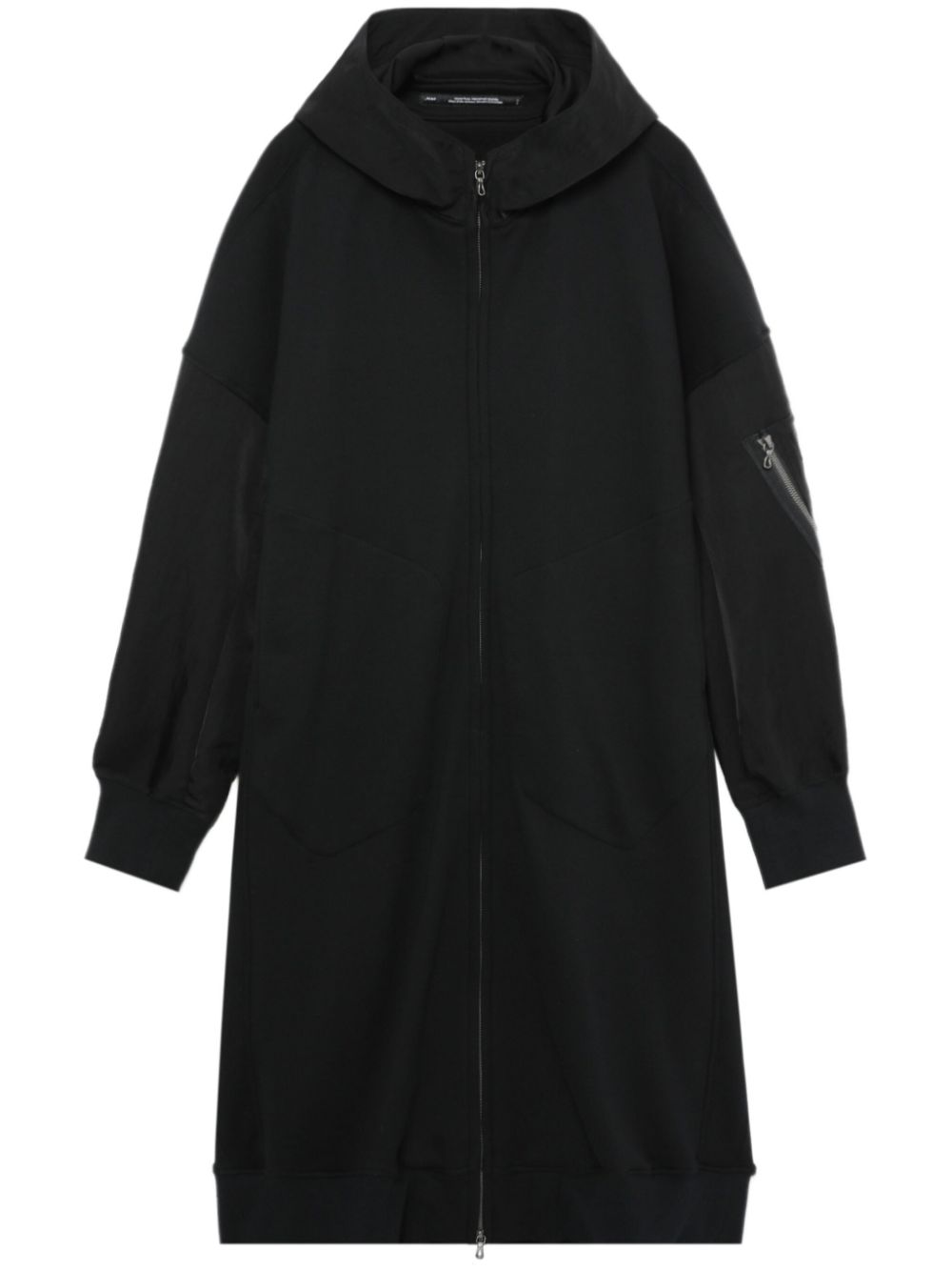 Hooded drop-shoulder coat - Black