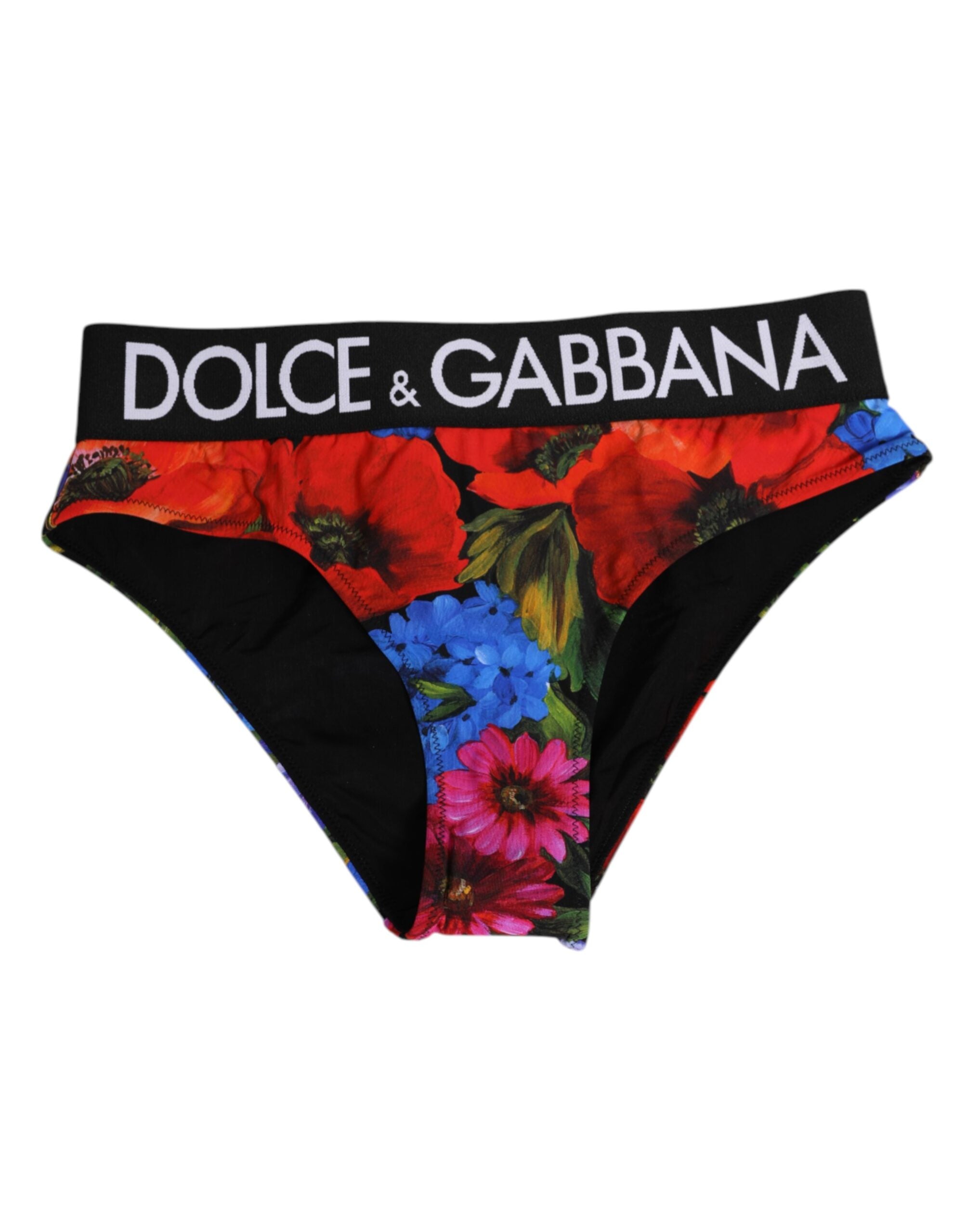 Floral Print Panty Brief — Black