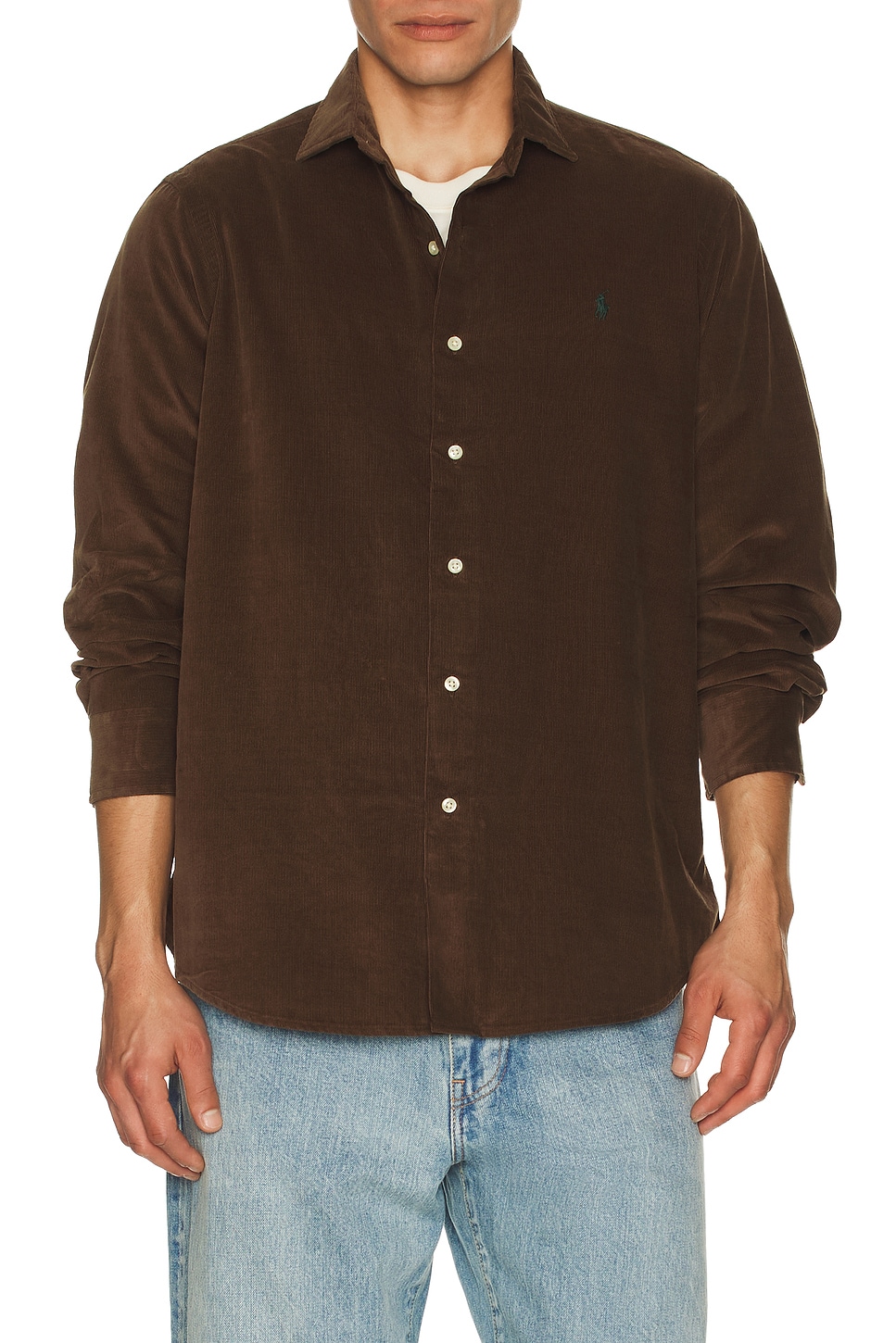 Polo Ralph Lauren Corduroy Sport Shirt in Chocolate Mousse - Brown. XL/1X also in L