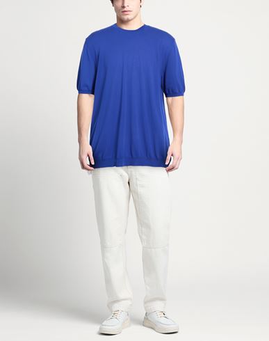 Man Sweater Bright blue Size 48 Cotton