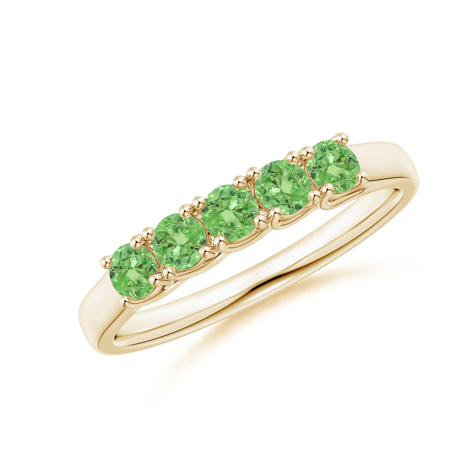 Angara 0.5 Carat Half Eternity Five Stone Tsavorite Wedding Ring in 18K Yellow Gold