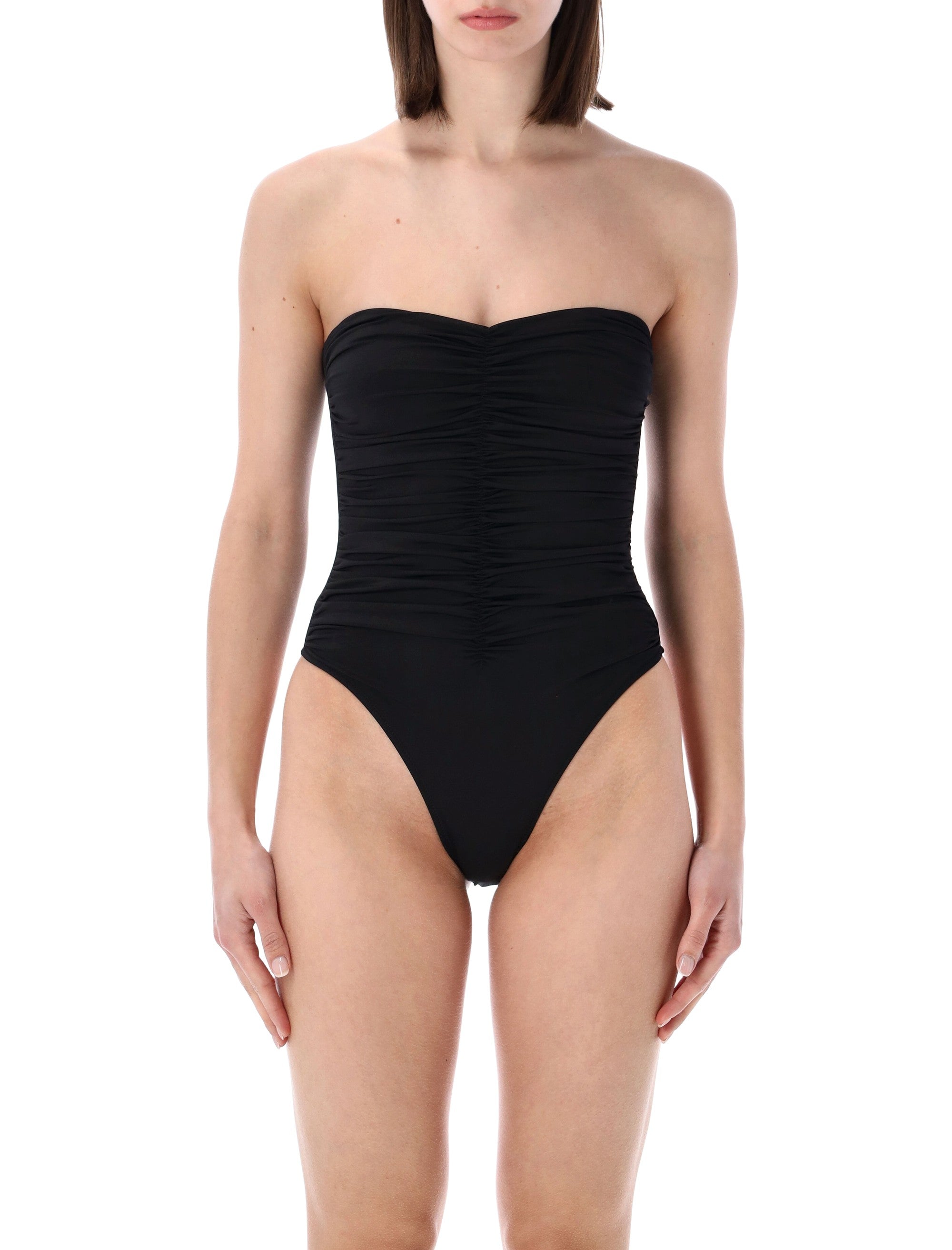 Mini Strapless Ruched One Piece - Sleek and Elegant