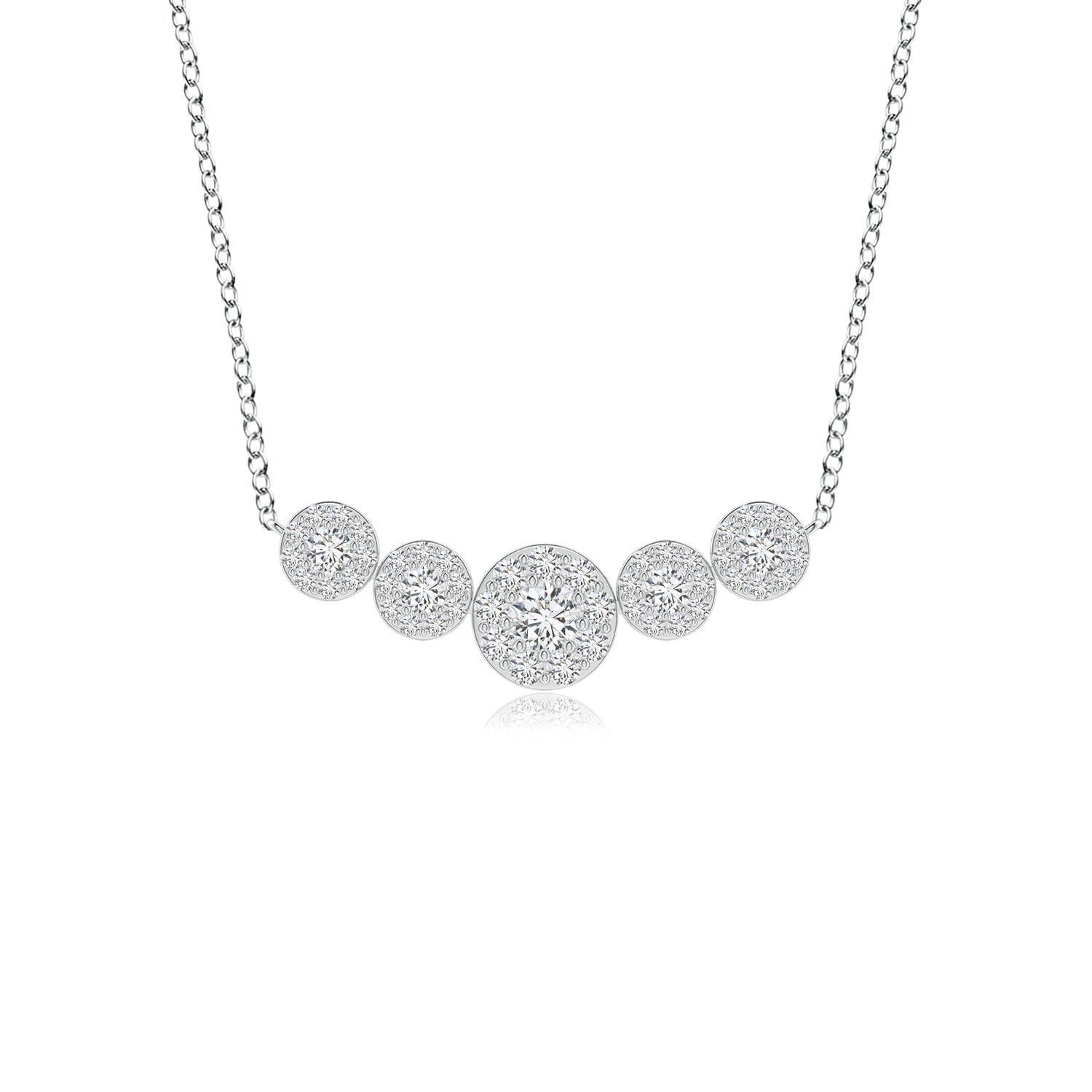Angara 1.01 Carats Graduated Five Stone Diamond Halo Necklace in Platinum