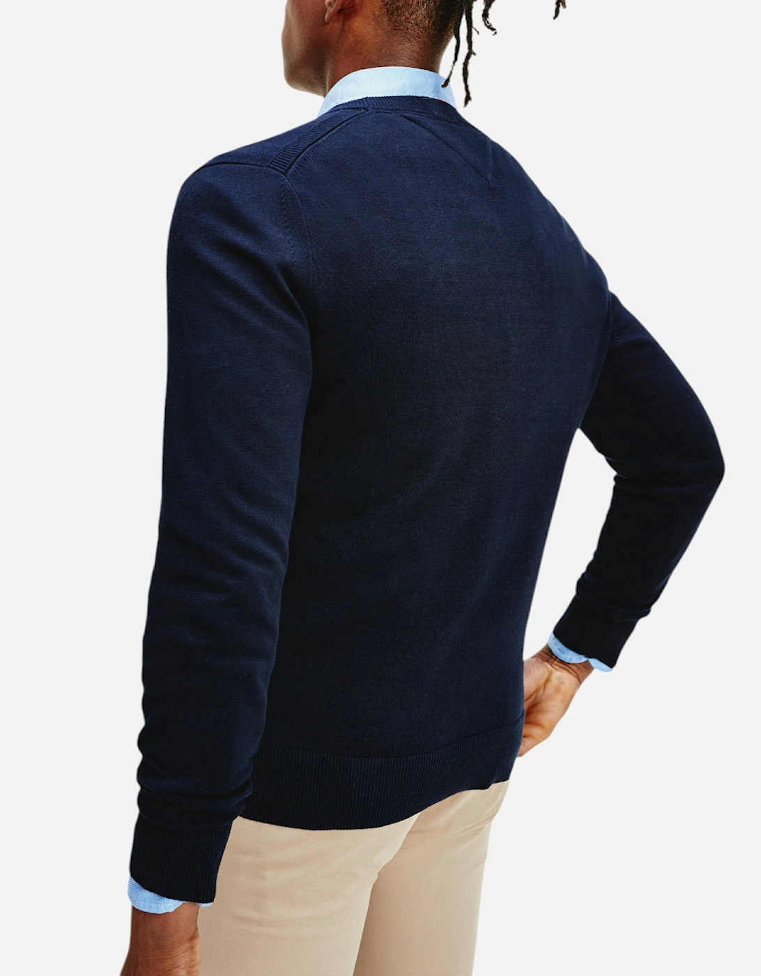 Men's TOMMY HILFIGER Mens Sweatshirt Signature Embossed Logo Fleece Pullover Crew Neck - Blue - Size: 44/Regular