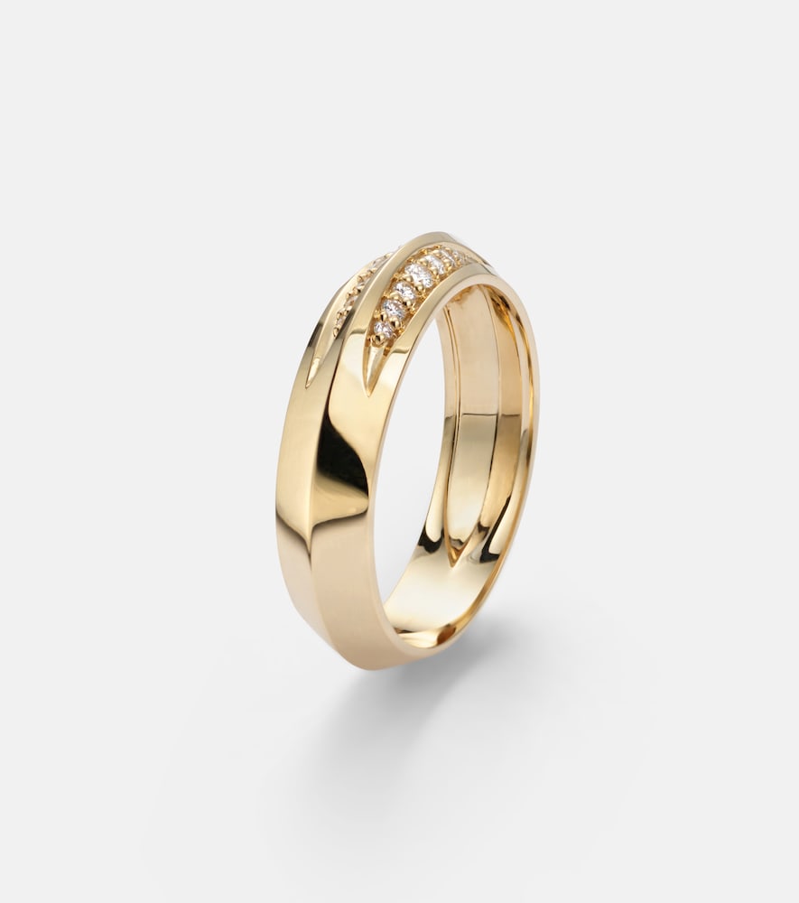 Knife Edge 14kt gold ring with diamonds