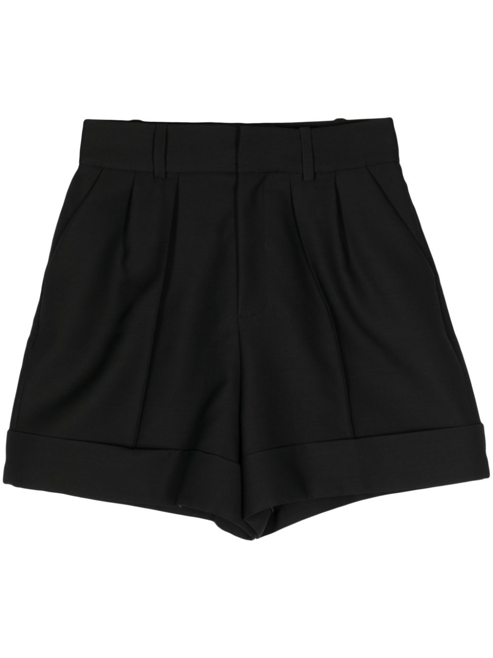 High-rise virgin wool-blend shorts - Black