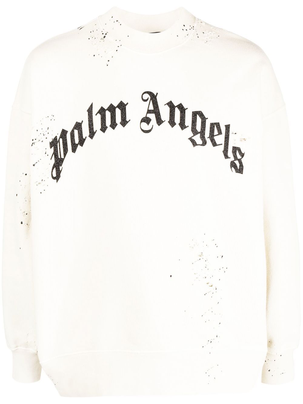 Logo-print distressed-finish sweatshirt