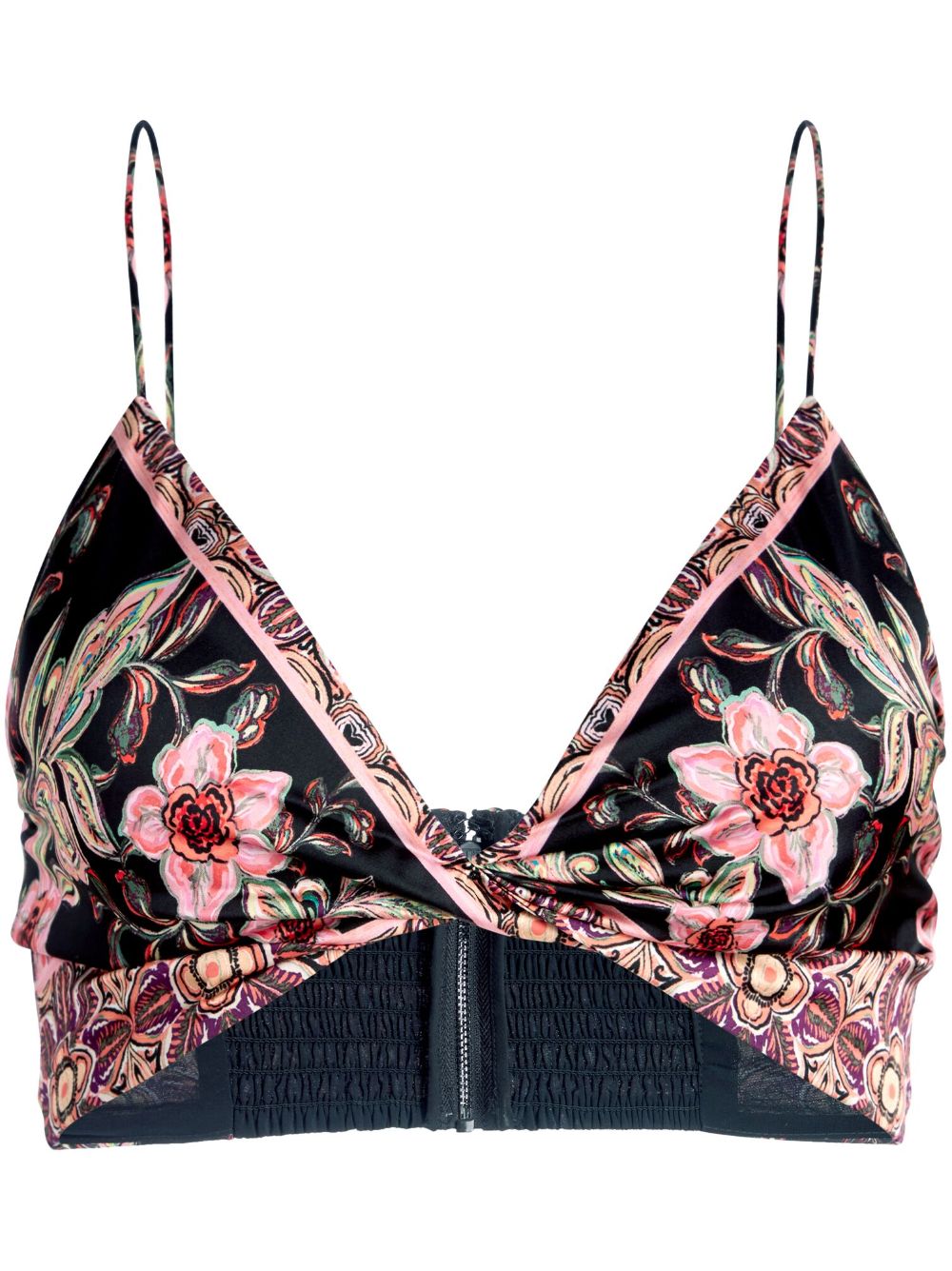Tay floral-print cropped top - Black