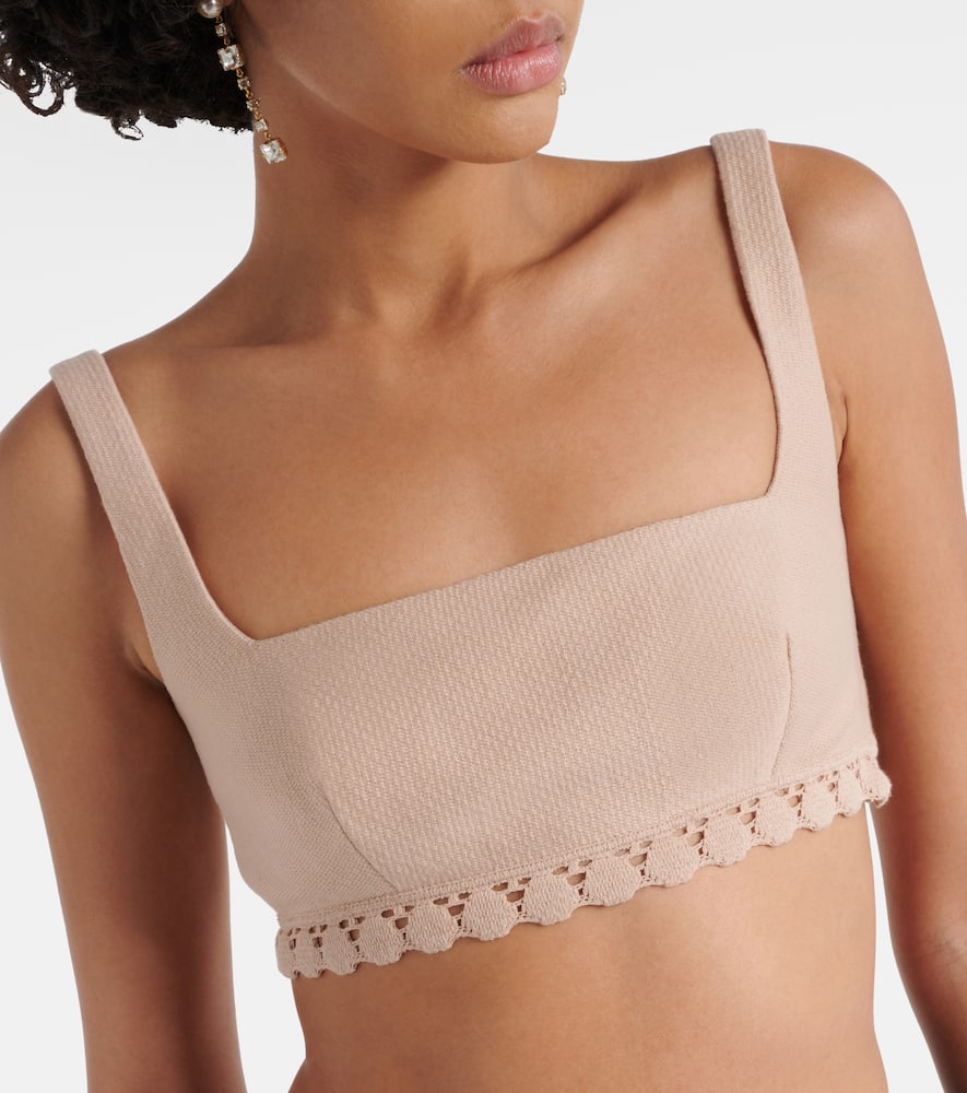 Scalloped cotton-blend bra top
