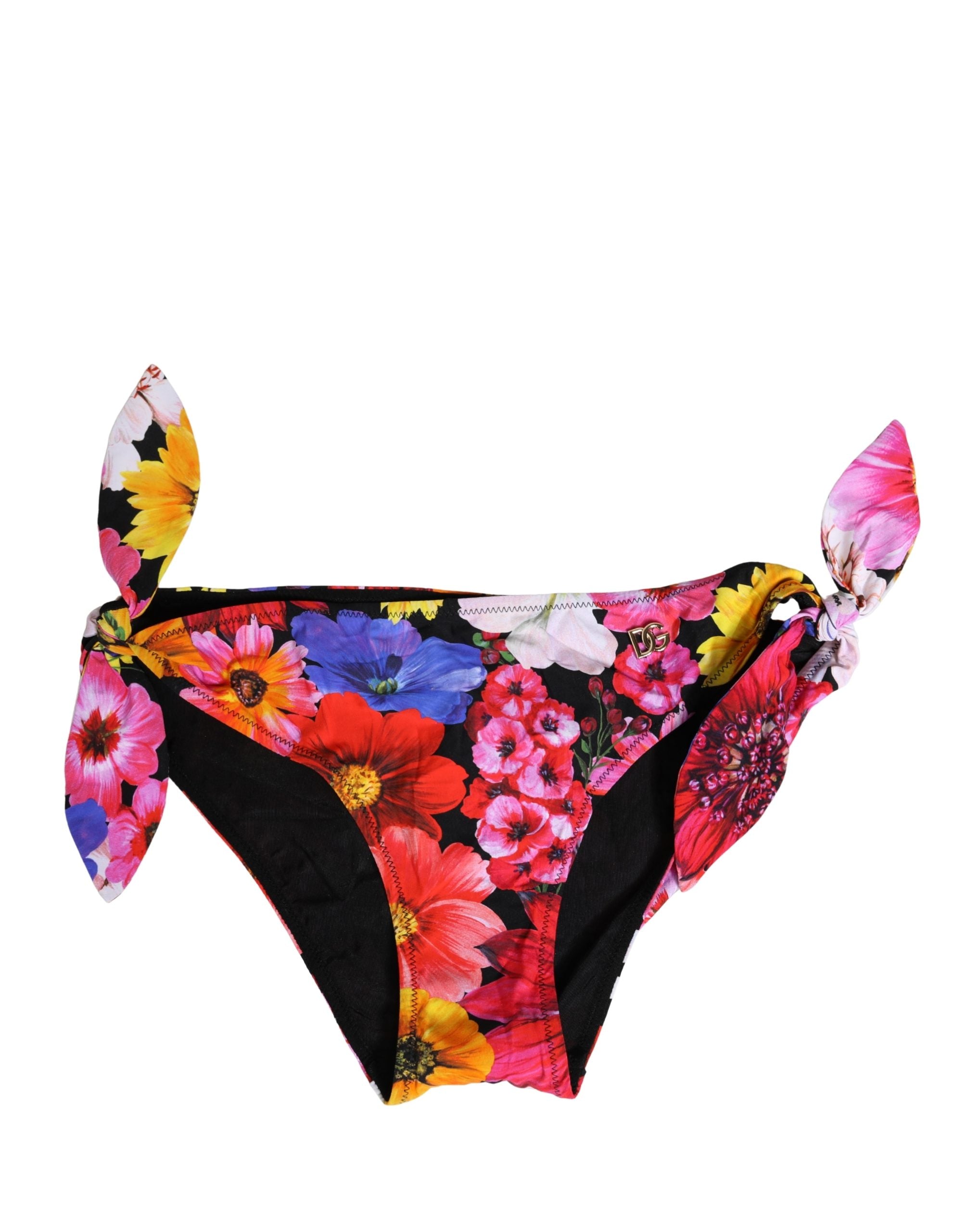 Floral Print Bikini Bottom — Black