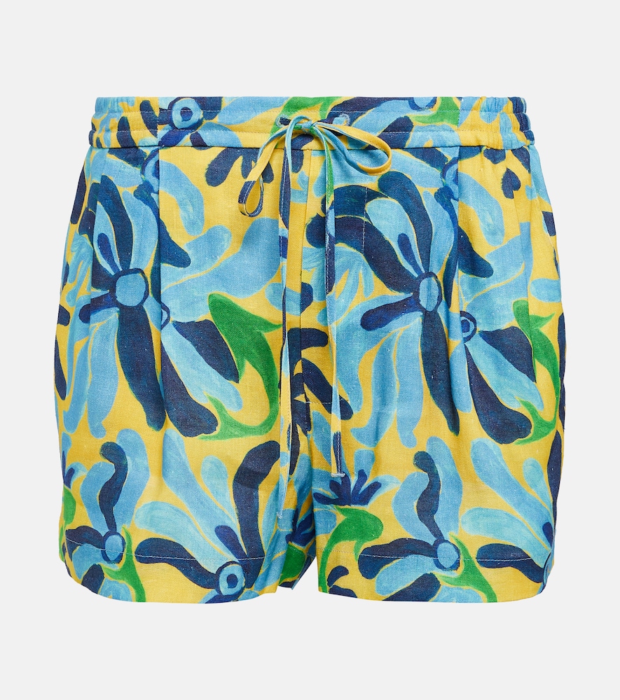 Printed linen-blend shorts