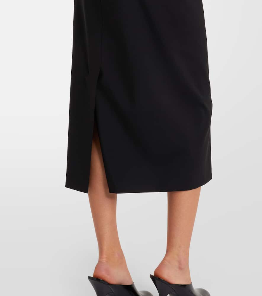 High-rise virgin wool midi skirt
