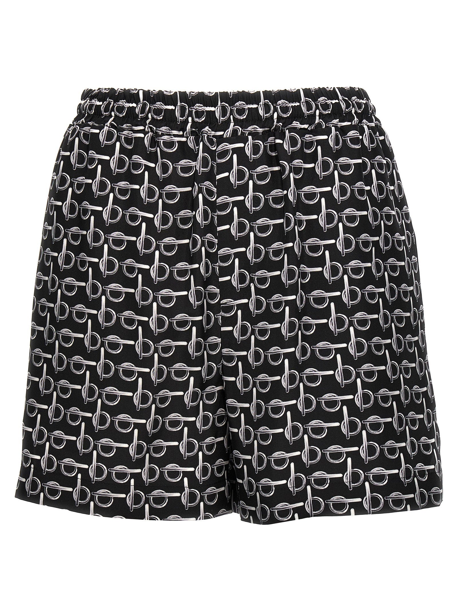 Monogram Silk Shorts — Black