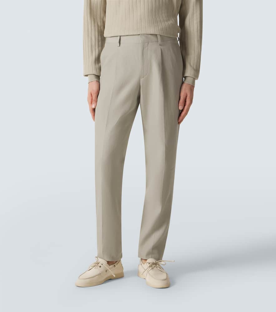 Linen, cotton, and silk chinos