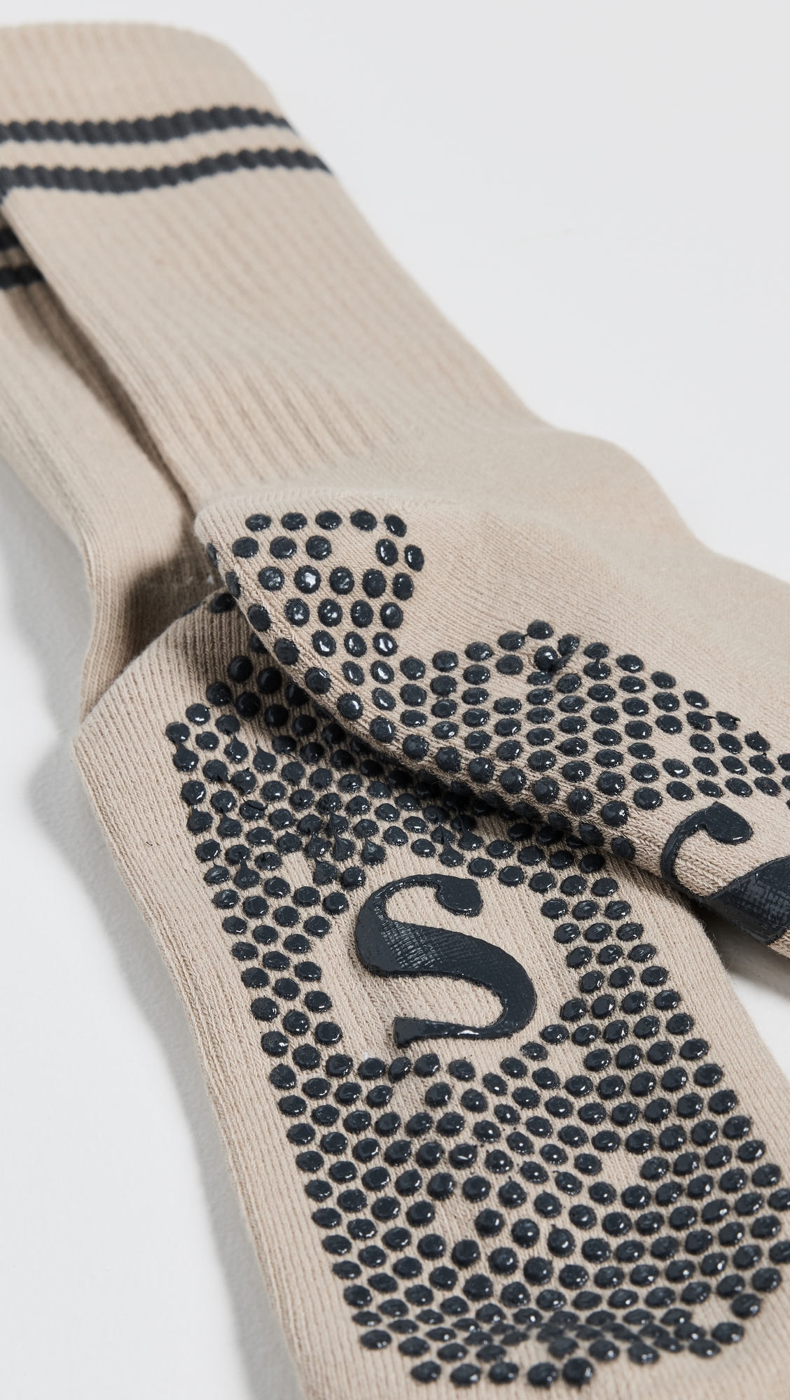 Striped Grip Socks Taupe One Size
