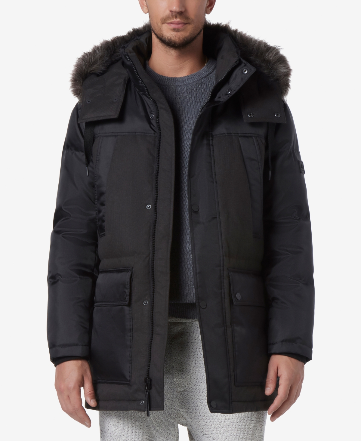 Men's Tripp Oxford Poly & Faux Wool Combo Down Parka - Black
