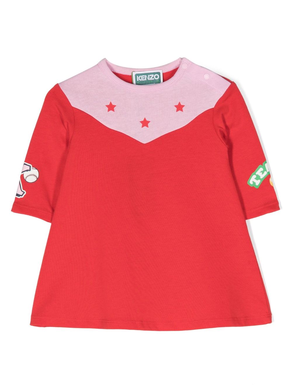 Star-print detail cotton dress - Red